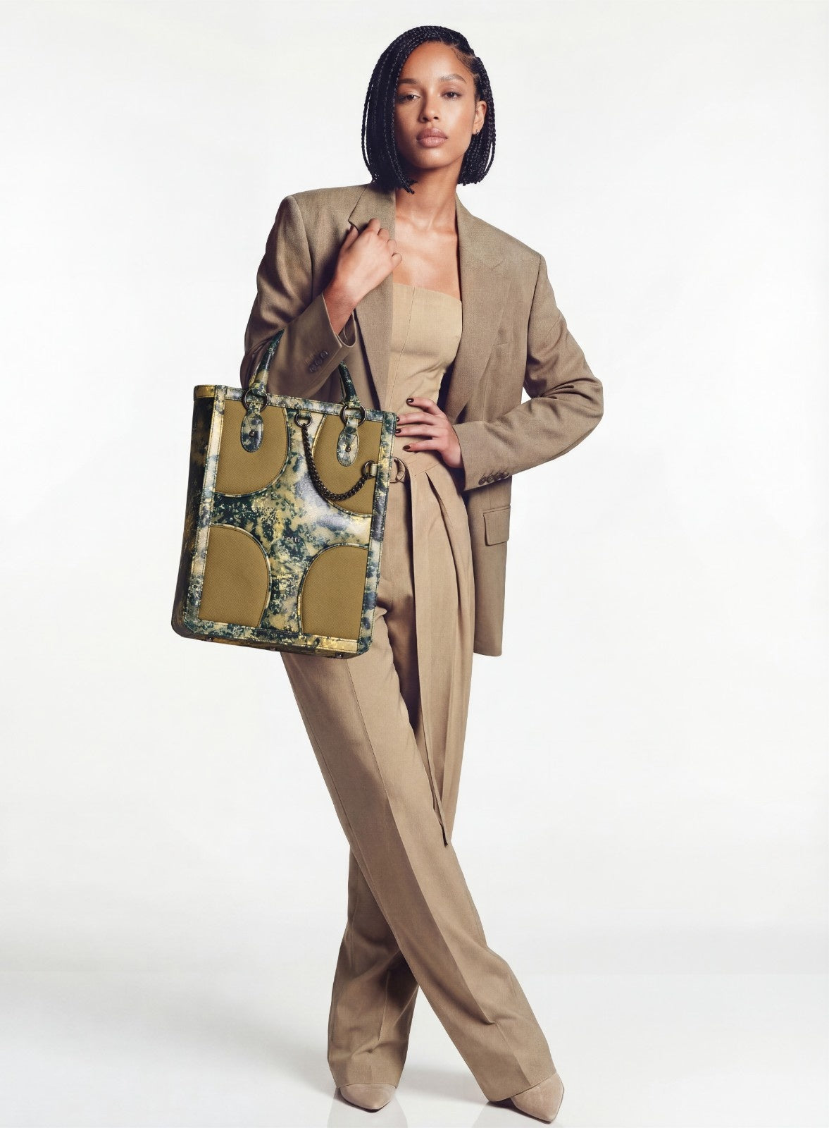 Muddled Shopper Tote/ Backpack- Oxidized olive