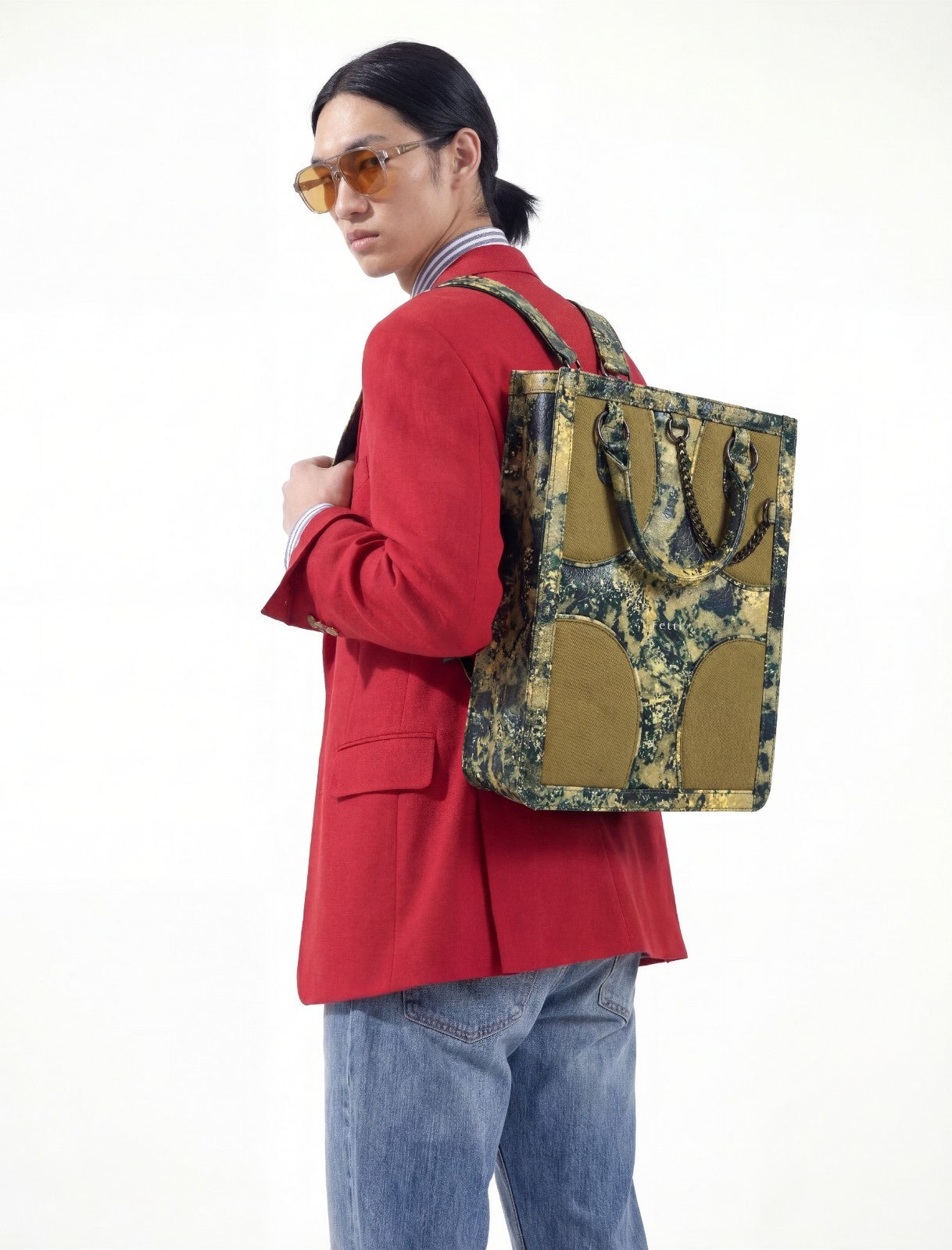 Muddled Shopper Tote/ Backpack- Oxidized olive