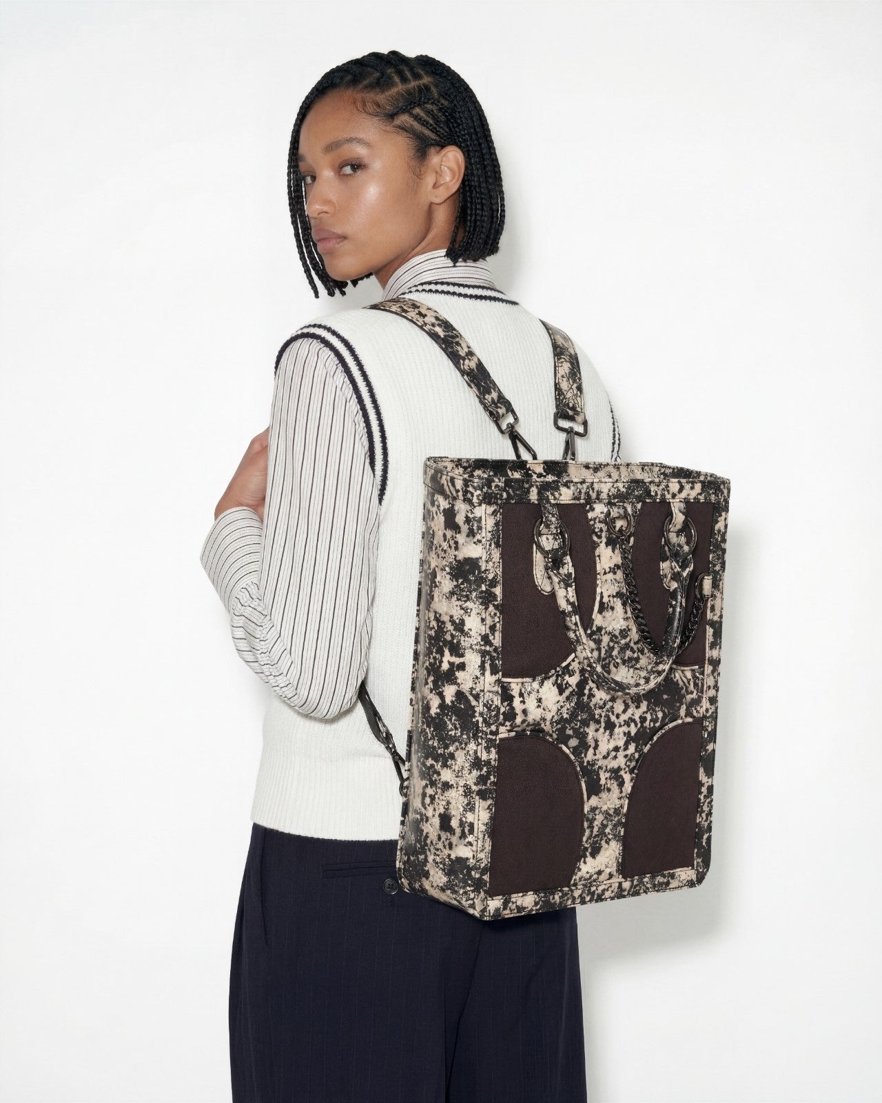 Muddled Shopper Tote/ Backpack- Rusted Grain