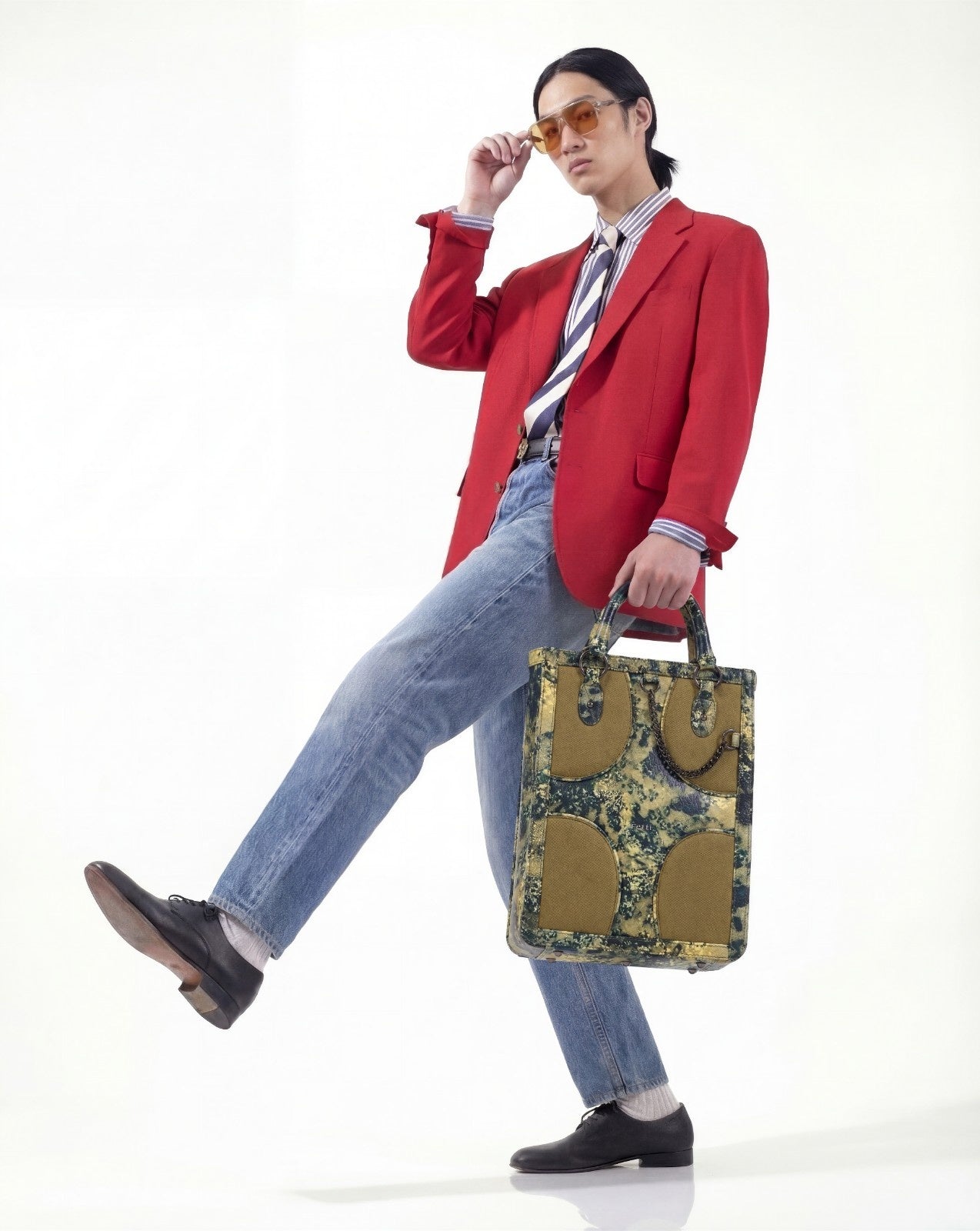 Muddled Shopper Tote/ Backpack- Oxidized olive