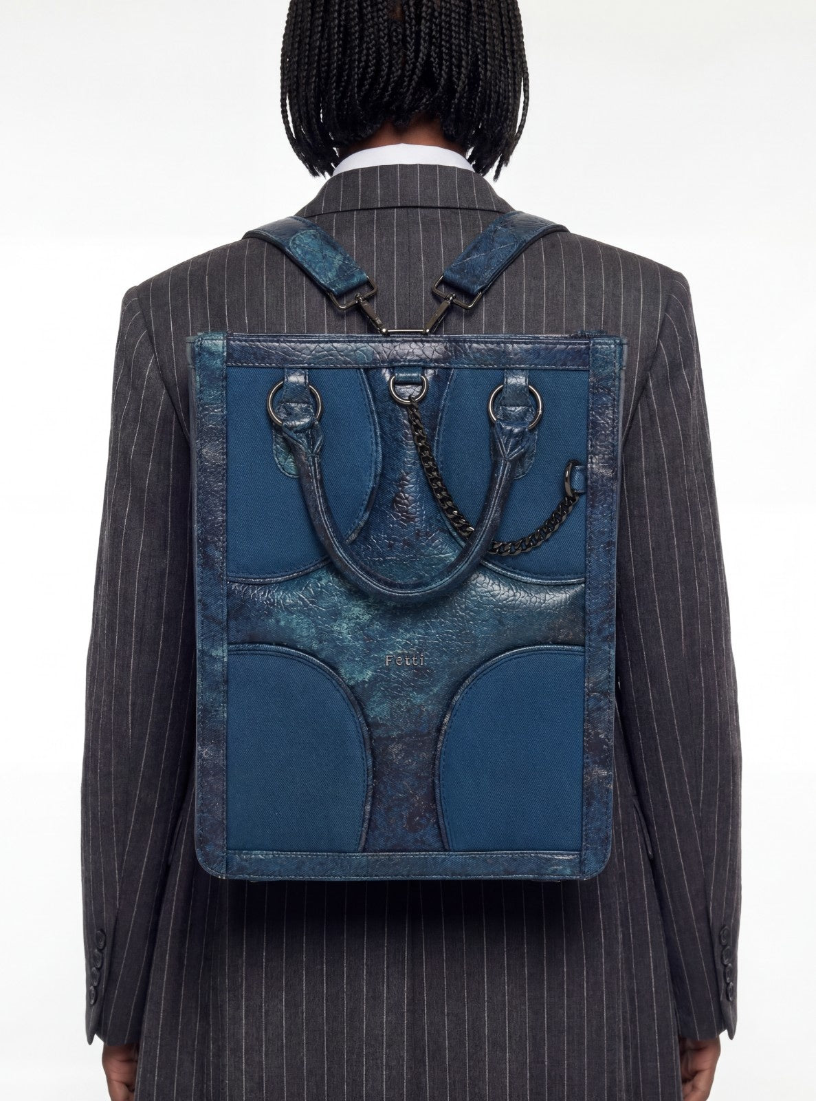 Muddled Shopper Tote/ Backpack - Cracked Indigo