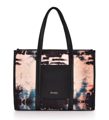 Elegant Tie-Dye Office Tote - Black