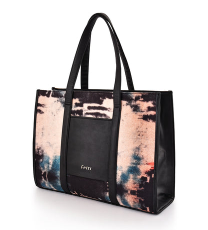 Elegant Tie-Dye Office Tote - Black