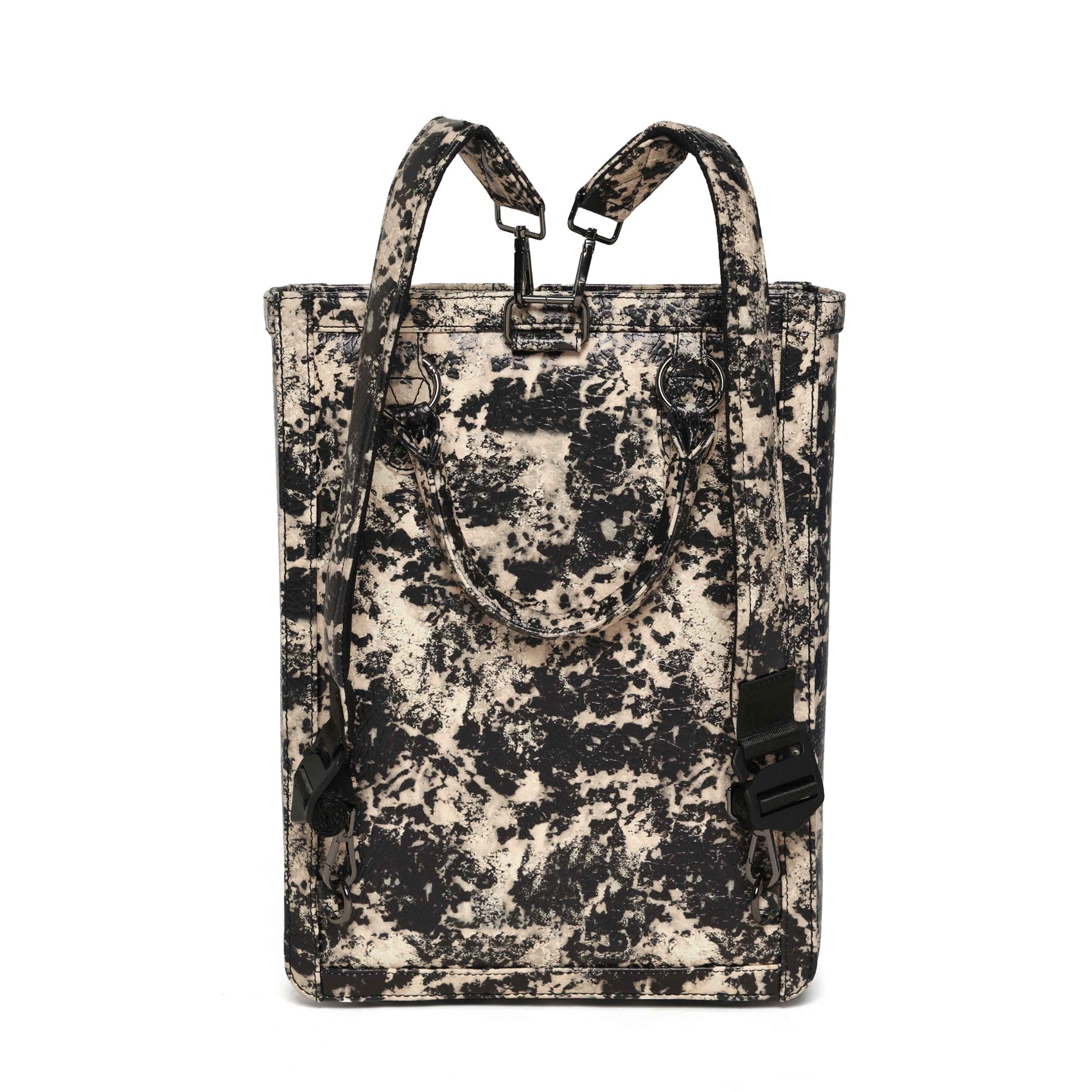 Muddled Shopper Tote cum backpack- Oxidized olive