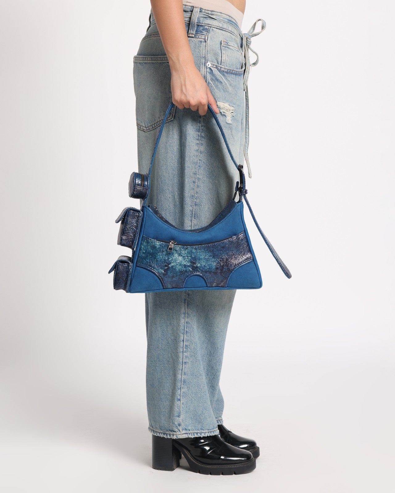 Muddled 3 Pocket Cargo Bag (Small) - Cracked Indigo