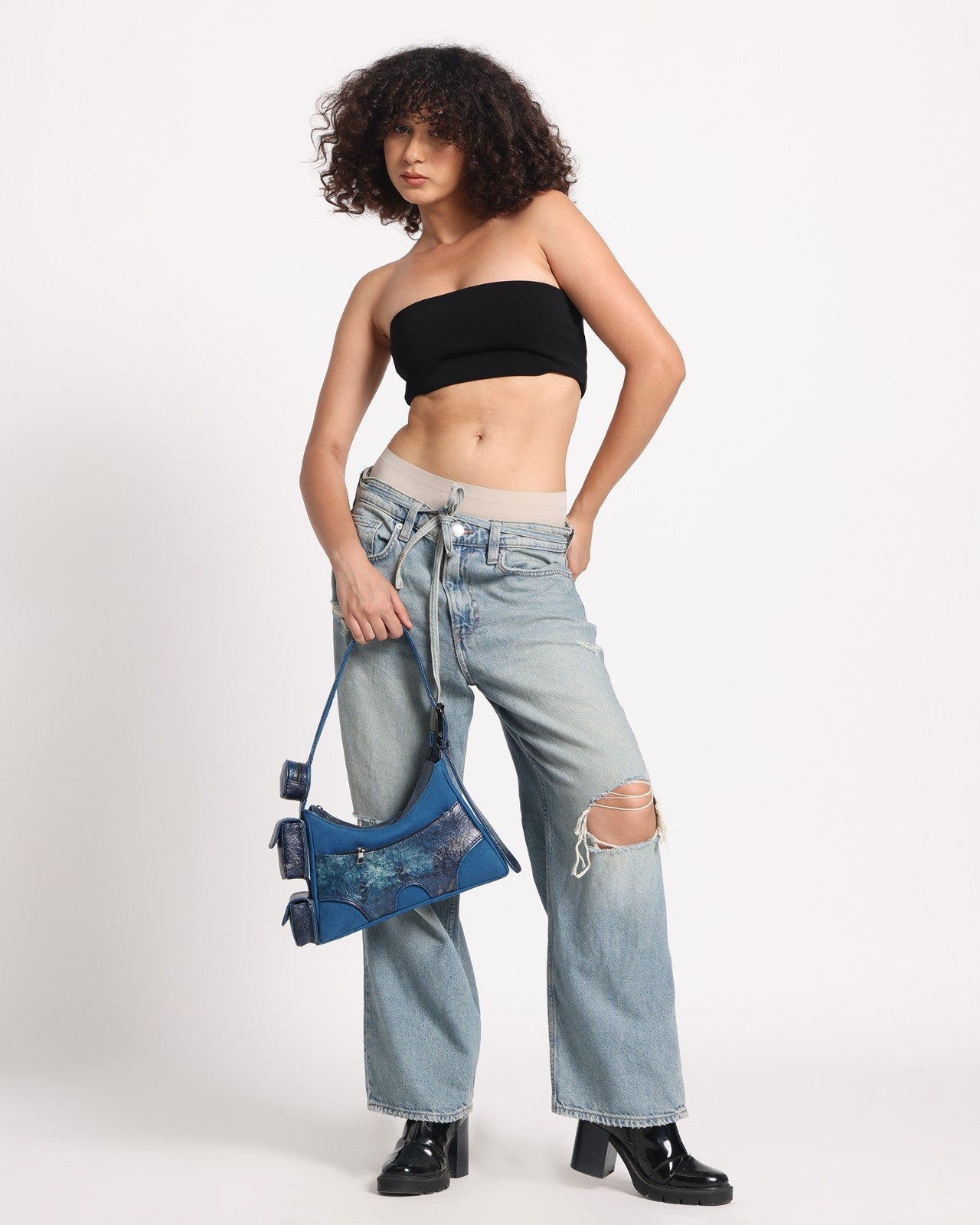 Muddled 3 Pocket Cargo Bag (Small) - Cracked Indigo