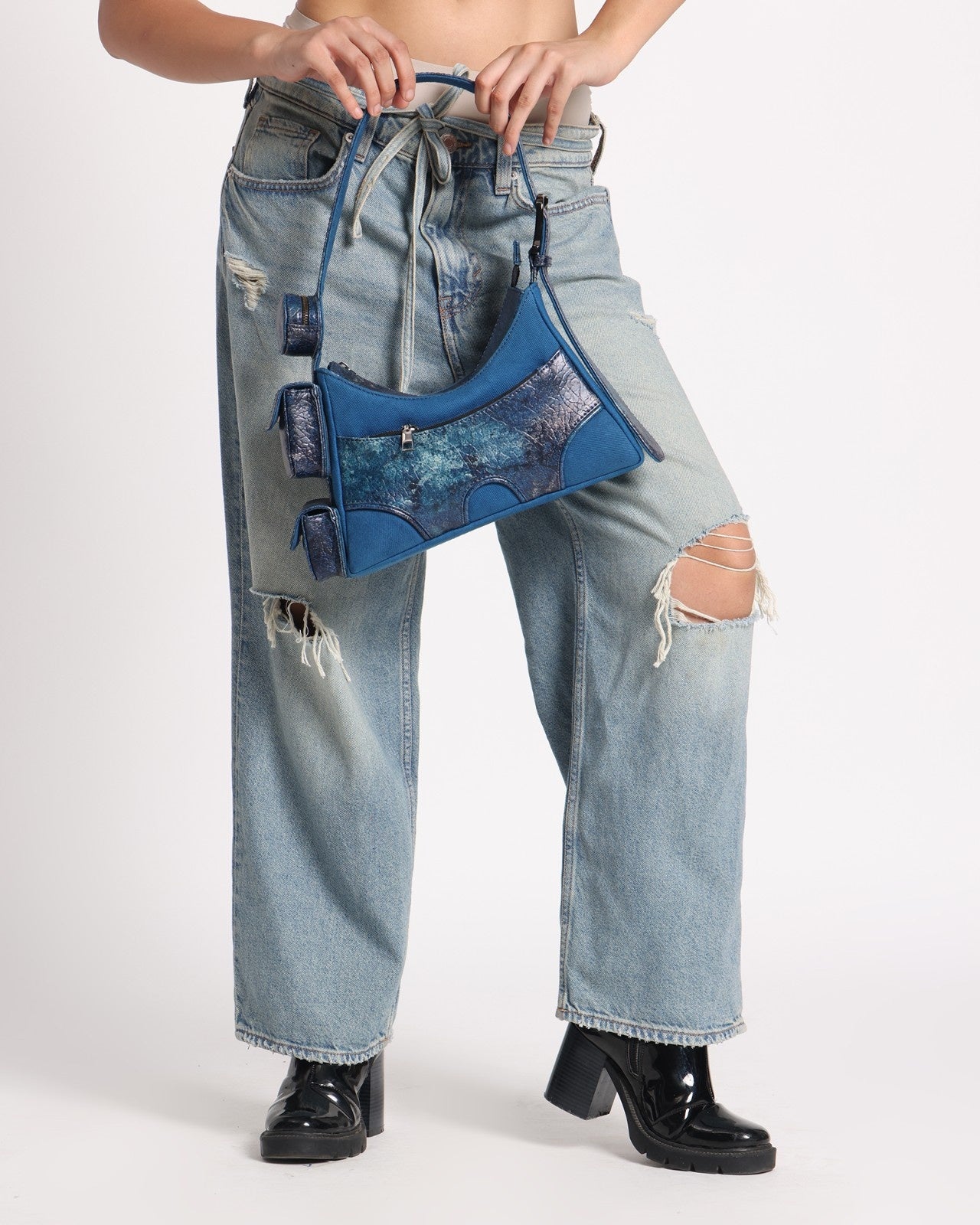 Muddled 3 Pocket Cargo Bag (Small) - Cracked Indigo