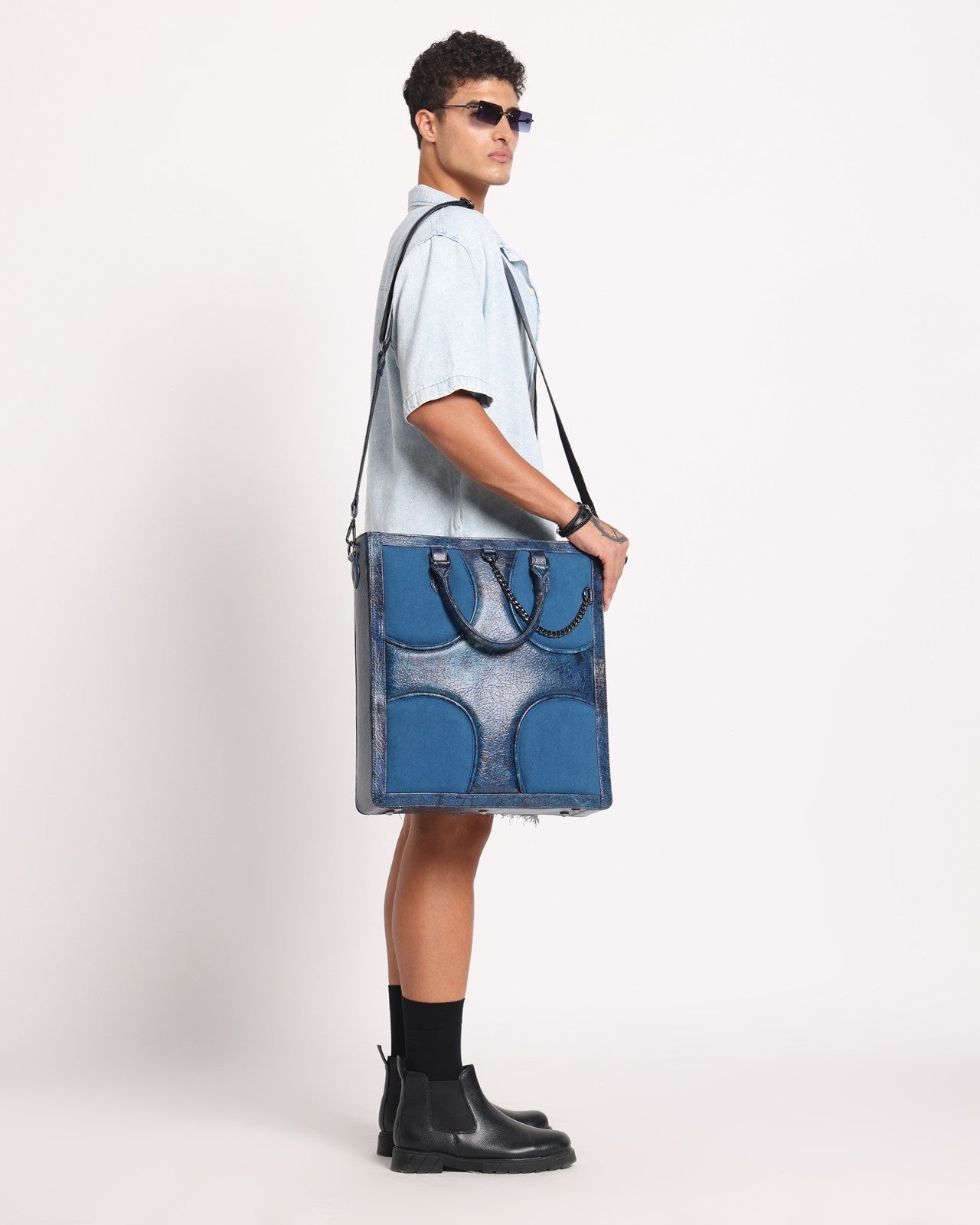 Oversized Muddled Shopper Tote - Cracked Indigo