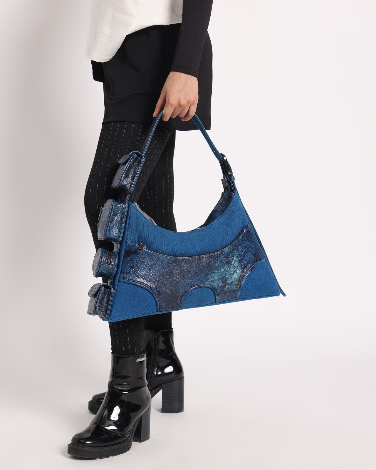 Muddled 4 Pocket Cargo Bag - Cracked Indigo