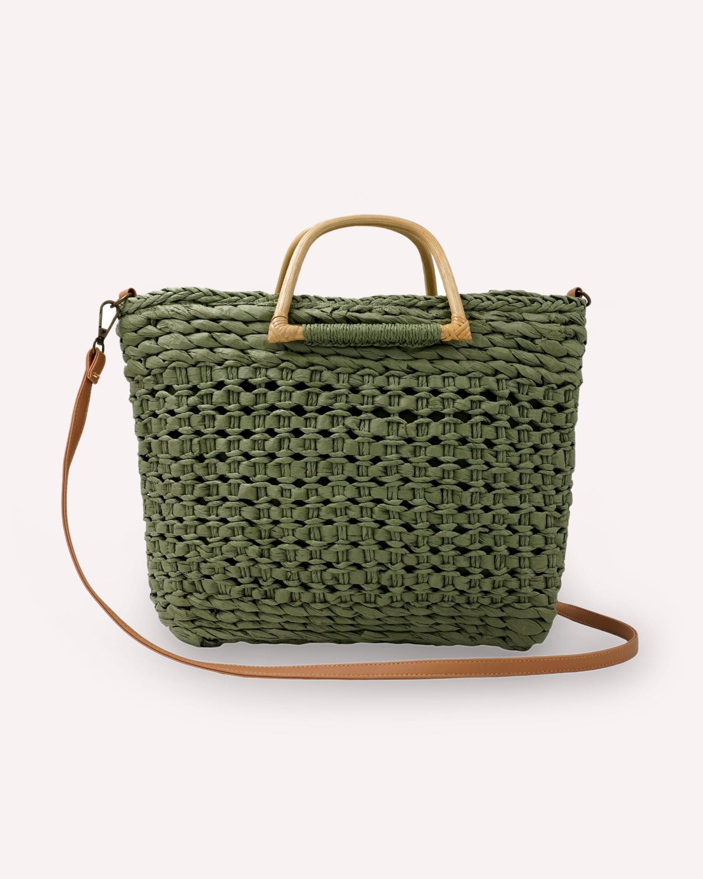 Straw Basket Bag Olive