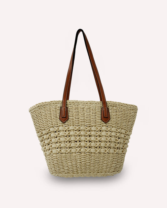 Chelsea Straw Basket Tote Off-White