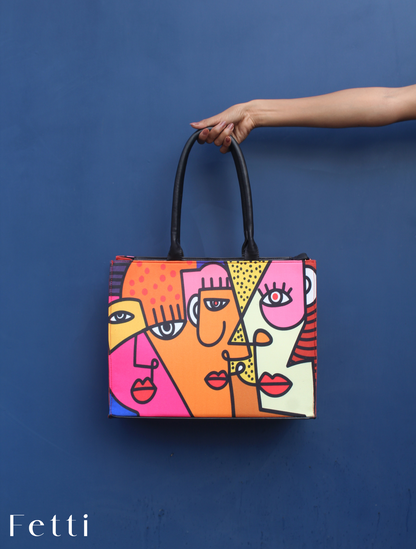 Colorful Pcasso Faces Box Bag