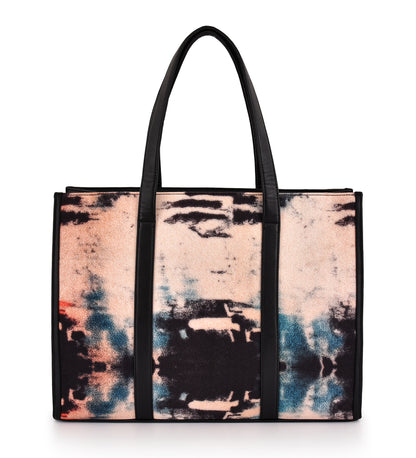 Elegant Tie-Dye Office Tote - Black