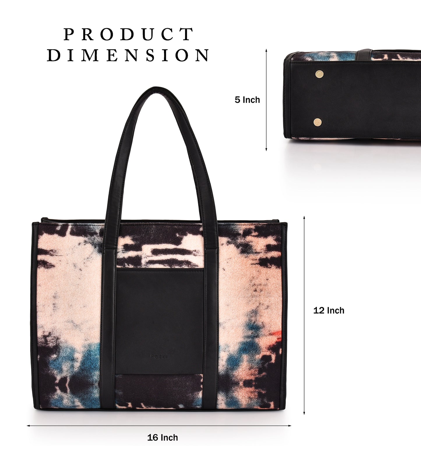 Elegant Tie-Dye Office Tote - Black