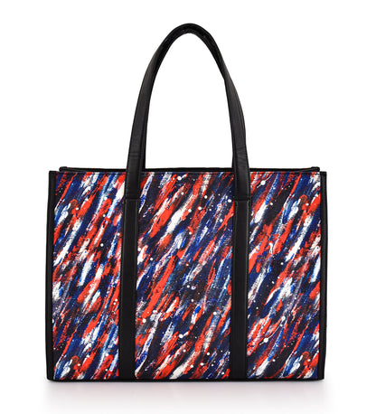 Statement Office Tote Bag Red Strokes