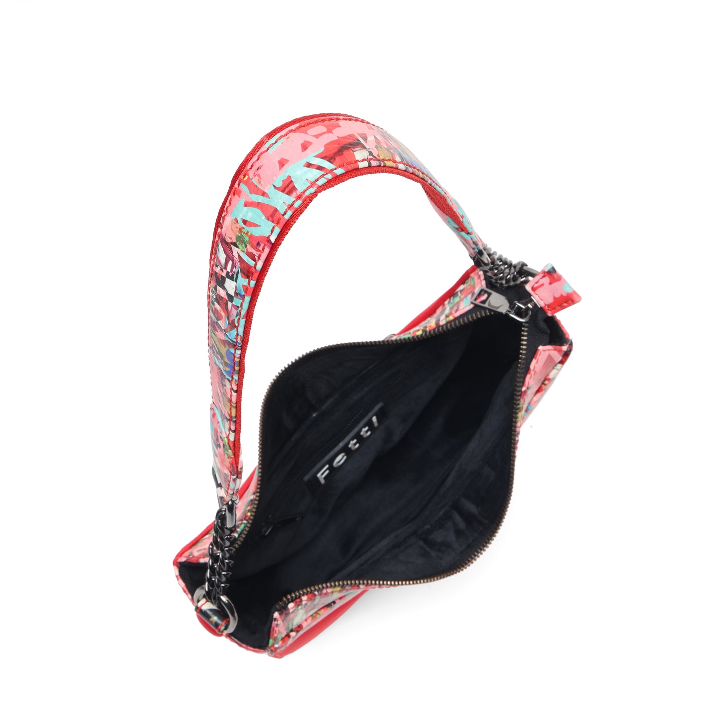 The Graffiti Shoulder Half-Moon Bag - Fetti
