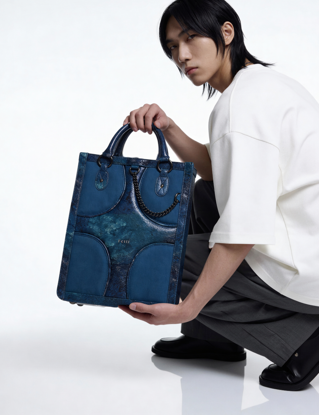 Muddled Shopper Tote/ Backpack - Cracked Indigo