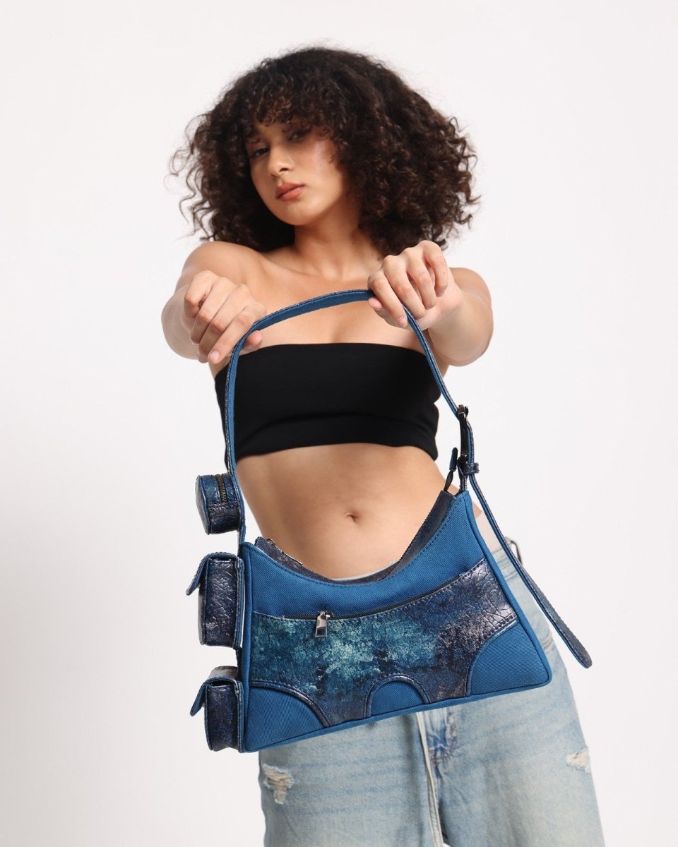 Muddled 3 Pocket Cargo Bag (Small) - Cracked Indigo - Fetti