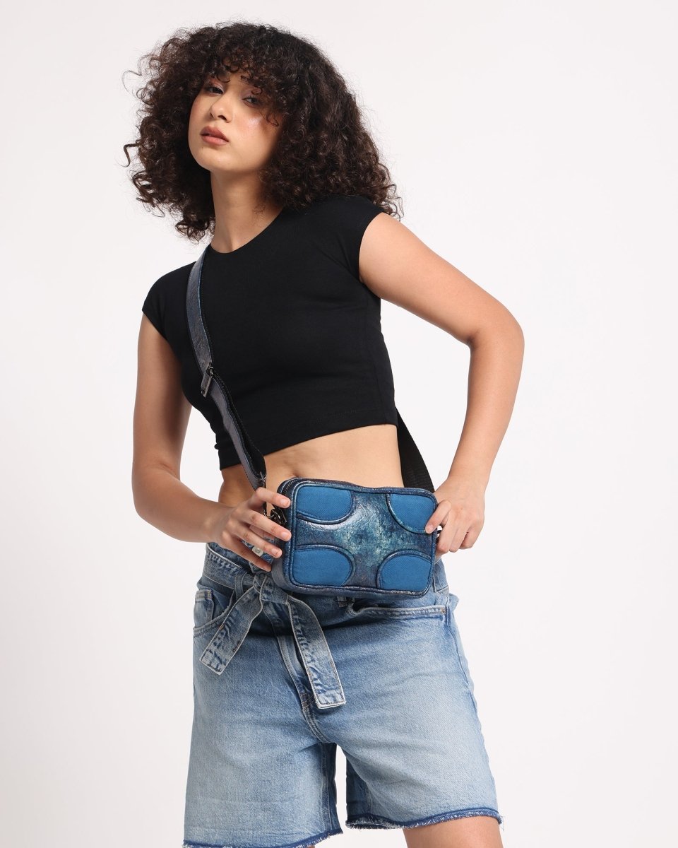 Muddled Unisex Sling Bag - Cracked Indigo - Fetti