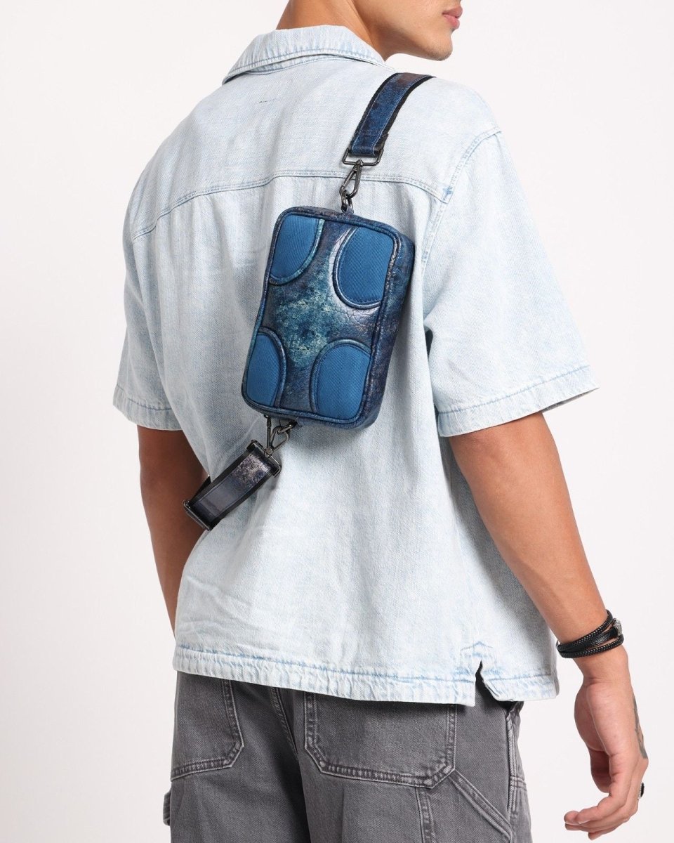 Muddled Unisex Sling Bag - Cracked Indigo - Fetti