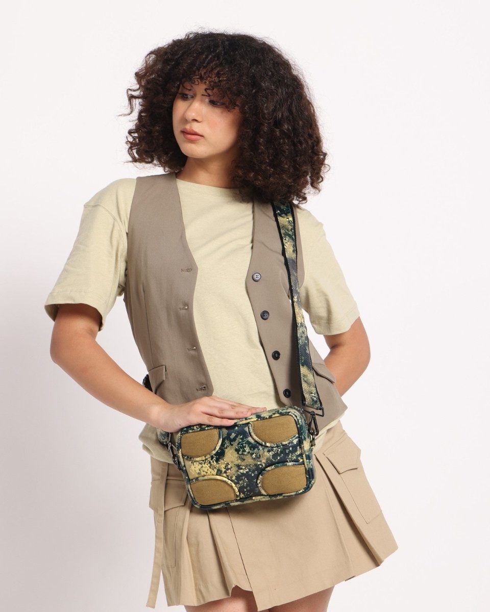 Muddled Unisex Sling Bag - Oxidized Olive - Fetti