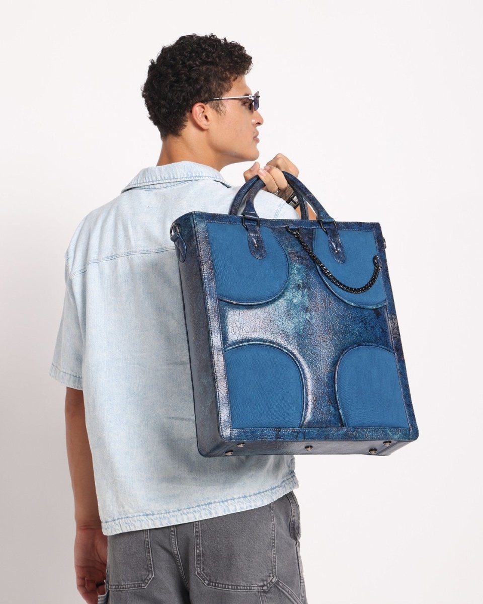 Oversized Muddled Shopper Tote - Cracked Indigo - Fetti