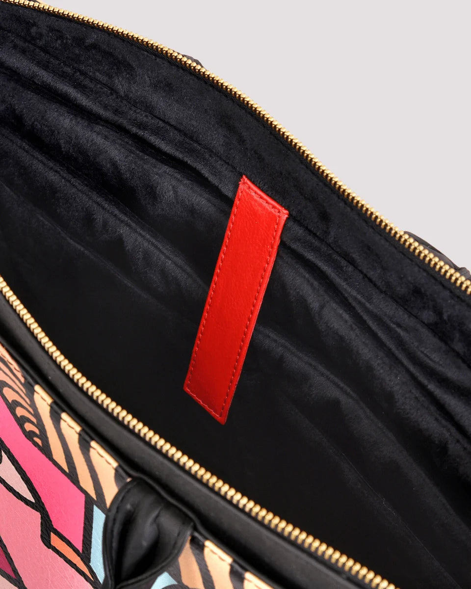 Spacious interior compartment of women’s tote bag