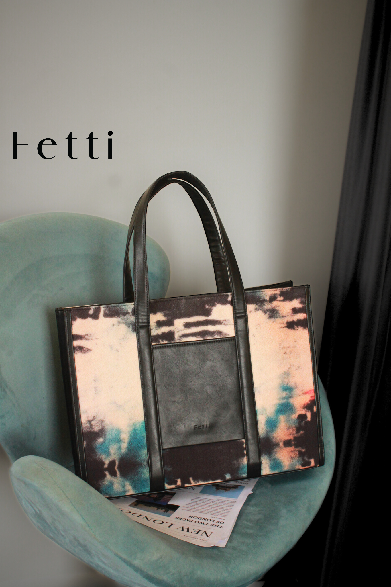 Elegant Tie-Dye Office Tote - Black